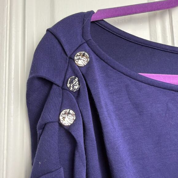 QVC BEAUTIFUL Lawrence Zarian Asymmetric Boatneck Top Womens Medium Blue NWOT - Picture 5 of 9